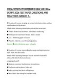 ATI NUTRITION PROCTORED EXAM 140 EXAM&NewLine;SCRIPT 2026 TEST PAPER QUESTIONS AND&NewLine;SOLUTIONS GRADED A&plus;