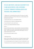 NCLEX Review and Management of Care Questions and Answers with Rationales