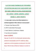 CLAYTON&rsquo;S BASIC PHARMACOLOGY FOR NURSES&NewLine;19TH EDITION EXAM AND STUDY GUIDE NEWEST 2025&NewLine;TEST BANK&vert; COMPLETE 550 REAL EXAM QUESTIONS&NewLine;AND CORRECT VERIFIED ANSWERS&sol; ALREADY&NewLine;GRADED A&plus; &lpar;MOST RECENT&excl;&excl;&rpar;