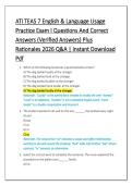 ATI TEAS 7 English & Language Usage &NewLine;Practice Exam I Questions And Correct &NewLine;Answers &lpar;Verified Answers&rpar; Plus &NewLine;Rationales 2026 Q&A &vert; Instant Download &NewLine;Pdf 