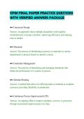 CPIM FINAL PAPER PRACTICE QUESTIONS&NewLine;WITH VERIFIED ANSWERS PACKAGE
