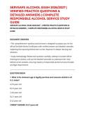 SERVSAFE ALCOHOL EXAM 2026&sol;2027 &vert; VERIFIED PRACTICE QUESTIONS & DETAILED ANSWERS &vert; COMPLETE RESPONSIBLE ALCOHOL SERVICE STUDY GUIDE