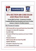 EPA SECTION 608 CORE EXAM AND PRACTICE EXAM&NewLine;NEWEST 2026 TEST BANK&vert; COMPLETE 650 REAL EXAM&NewLine;QUESTIONS AND CORRECT VERIFIED ANSWERS&sol;&NewLine;ALREADY GRADED A&plus;&vert; EPA SECTION 608 CORE&NewLine;EXAM PREP 2026 &lpar;MOST RECENT&excl;&excl;&rpar;