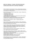 BIOD 331 MODULE 1 EXAM PATHOPHYSIOLOGY EXAM QUESTIONS WITH VERIFIED ANSWERS