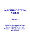 NAB Exam Study Stan Mucinic Exam Prep 2026&ndash;2027 &vert; Complete Study Guide & Practice Test with Verified Correct Solutions &vert; Grade A&plus;