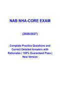 NAB NHA-Core Exam Prep 2026&ndash;2027 &vert; Complete Study Guide & Practice Test with Verified Correct Solutions &vert; Grade A&plus;