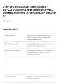 UTAH SFO FINAL EXAM WITH CORRECT ACTUAL QUESTIONS AND CORRECTLY WELL DEFINED ANSWERS LATEST ALREADY GRADED A&plus;