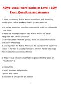 ASWB Social Work Bachelor Level LSW Exam 2026 &vert; Actual Exam Questions & Verified Answers &vert; Latest &lpar;Latest 2026 &sol; 2027 Update&rpar; A&plus; Grade Complete