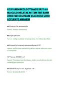ATI PHARMACOLOGY MADE EASY 4&period;0&NewLine;MUSCULOSKELETAL SYSTEM TEST BANK&NewLine;UPDATED COMPLETE QUESTIONS WITH&NewLine;ACCURATE ANSWERS&NewLine;