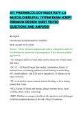 ATI PHARMACOLOGY MADE EASY 4&period;0&NewLine;MUSCULOSKELETAL SYSTEM EXAM SCRIPT&NewLine;PREMIUM REVIEW SHEET TESTED&NewLine;QUESTIONS AND ANSWERS&NewLine;