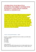 ATI PEDS FINAL EXAM 300 ACTUAL &NewLine;QUESTIONS AND CORRECT ANSWERS WITH &NewLine;RATIONALE LATEST UPDATE ALREADY &NewLine;GRADED A&plus; ASSURED PASS