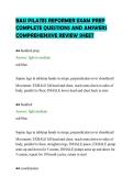 BASI PILATES REFORMER EXAM PREP&NewLine;COMPLETE QUESTIONS AND ANSWERS&NewLine;COMPREHENSIVE REVIEW SHEET&NewLine;
