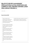RELATIVITY REVIEW MANAGEMENT SPECIALIST EXAM ACTUAL QUESTIONS AND CORRECTLY WELL DEFINED ANSWERS LATEST 2026 ALREADY GRADED A&plus;