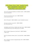 CPR PRACTICE TEST QUESTIONS AND ANSWERS GRADED A&plus; ASSURED SUCCESS 2026