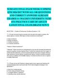 NURS 6531 FINAL EXAM WEEK 11 SPRING QTR 2024 WITH ALL 100 QUESTIONS AND CORRECT ANSWERS ALREADY GRADED A&plus; WALDEN UNIVERSITY&sol; NURS 6531 PRACTICE CARE OF ADULTS LATEST FINAL EXAM &lpar;BRAND NEW&excl;&excl;&rpar;&NewLine;