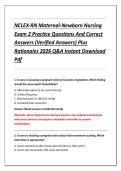 NCLEX-RN Maternal-Newborn Nursing &NewLine;Exam 2 Practice Questions And Correct &NewLine;Answers &lpar;Verified Answers&rpar; Plus &NewLine;Rationales 2026 Q&A Instant Download &NewLine;Pdf 