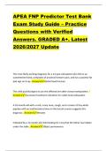 APEA FNP Predictor Test Bank &NewLine;Exam Study Guide &ndash; Practice &NewLine;Questions with Verified &NewLine;Answers&period; GRADED A&plus;&period; Latest &NewLine;2026&sol;2027 Update &NewLine;