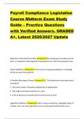 Payroll Compliance Legislation &NewLine;Course Midterm Exam Study &NewLine;Guide &ndash; Practice Questions &NewLine;with Verified Answers&period; GRADED &NewLine;A&plus;&period; Latest 2026&sol;2027 Update 