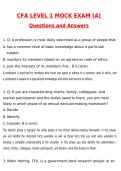 2026 CFA Level 1 Mock Exam A Actual Questions & Answers &lpar;Latest 2026 &sol; 2027 Update&rpar; 100&percnt; Guarantee Pass &lpar;Verified Answers&rpar;