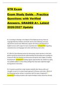 STR Exam &NewLine;Exam Study Guide &ndash; Practice &NewLine;Questions with Verified &NewLine;Answers&period; GRADED A&plus;&period; Latest &NewLine;2026&sol;2027 Update 