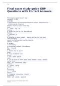 Final exam study guide GHP Questions With Correct Answers&period;