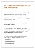 BIO 106 Final Exam Study Guide Questions With Correct Answers