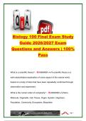 Biology 100 Final Exam Study Guide &vert; 65&plus; Exam Questions & Verified Answers &vert; Cell Biology&comma; Genetics&comma; DNA&comma; Evolution&comma; Homeostasis & Taxonomy