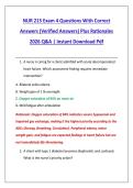 NUR 215 Exam 4 Questions With Correct &NewLine;Answers &lpar;Verified Answers&rpar; Plus Rationales &NewLine;2026 Q&A &vert; Instant Download Pdf 