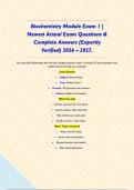 Biochemistry Module Exam 1 &vert; Newest Actual Exam Questions & Complete Answers &lpar;Expertly Verified&rpar; 2026 &ndash; 2027&period; &NewLine;
