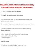 ONS&sol;ONCC Chemotherapy Immunotherapy Certificate Exam Actual &lpar;Latest 2026 &sol; 2027 Update&rpar; Questions & Accurate Correct Answers &lpar;100&percnt; Correct Verified Answers&rpar; Already Graded A&plus;&period;