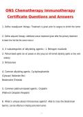 ONS Chemotherapy Immunotherapy Certificate Exam Actual &lpar;Latest 2026 &sol; 2027 Update&rpar; Questions & Accurate Correct Answers &lpar;100&percnt; Correct Verified Answers&rpar; Already Graded A&plus;&period;