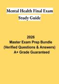 Mental Health Final Exam Study Guide PDF &vert; Practice Questions&comma; Detailed Answers & Comprehensive Review 2026