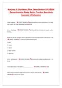 Anatomy & Physiology Final Exam Review 2025&sol;2026&NewLine;&vert; Comprehensive Study Guide&comma; Practice Questions&comma;&NewLine;Answers & Rationales