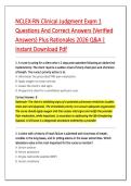 NCLEX-RN Clinical Judgment Exam 1 &NewLine;Questions And Correct Answers &lpar;Verified &NewLine;Answers&rpar; Plus Rationales 2026 Q&A &vert; &NewLine;Instant Download Pdf