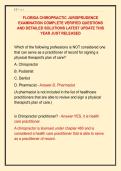 FLORIDA CHIROPRACTIC JURISPRUDENCE &NewLine;EXAMINATION COMPLETE VERIFIED QUESTIONS &NewLine;AND DETAILED SOLUTIONS LATEST UPDATE THIS &NewLine;YEAR JUST RELEASED