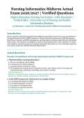 Nursing Informatics Midterm Actual Exam &ndash; Higher Education Nursing Curriculum &sol; ANA Standards &ndash; 2026&sol;2027 Academic Year &ndash; Verified Questions and Answers for University-Level Nursing and Health Informatics Students