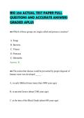 BIO 250 ACTUAL TEST PAPER FULL&NewLine;QUESTIONS AND ACCURATE ANSWERS&NewLine;GRADED APLUS&NewLine;