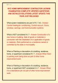 NYC HOME IMPROVEMENT CONTRACTOR LICENSE &NewLine;EXAMINATION COMPLETE VERIFIED QUESTIONS &NewLine;AND DETAILED SOLUTIONS LATEST UPDATE THIS &NewLine;YEAR JUST RELEASED