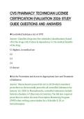 CVS PHARMACY TECHNICIAN LICENSE&NewLine;CERTIFICATION EVALUATION 2026 STUDY&NewLine;GUIDE QUESTIONS AND ANSWERS&NewLine;
