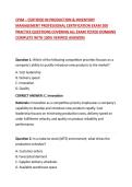 CPIM &ndash; CERTIFIED IN PRODUCTION & INVENTORY MANAGEMENT PROFESSIONAL CERTIFICATION EXAM 200 PRACTICE QUESTIONS COVERING ALL EXAM TESTED DOMAINS COMPLETE WITH 100&percnt; VERIFIED ANSWERS