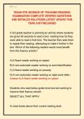 TEXAS STR &lpar;SCIENCE OF TEACHING READING&rpar; &NewLine;EXAMINATION COMPLETE VERIFIED QUESTIONS &NewLine;AND DETAILED SOLUTIONS LATEST UPDATE THIS &NewLine;YEAR JUST RELEASED