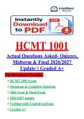 HCMT 1001 Actual Questions Asked- Quizzes&comma; Midterm & Final Exam Questions & Complete Solutions &sol;&sol; Graded A&plus; 