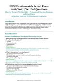 HESI Fundamentals Actual Exam &ndash; Elsevier Evolve &ndash; 2026&sol;2027 Academic Year &ndash; Verified Questions and Answers for Professional Nursing Students and Candidates