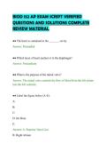 BIOD 152 AP EXAM SCRIPT VERIFIED&NewLine;QUESTIONS AND SOLUTIONS COMPLETE&NewLine;REVIEW MATERIAL&NewLine;