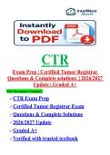 CTR Practice Exam Questions With Complete Solutions&vert;&vert; Graded A&plus;
