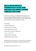 BSN 315 HESI RN SPECIALTY&NewLine;PHARMACOLOGY ACTUAL EXAM&NewLine;QUESTIONS AND CORRECT ANSWERS&NewLine;COMPLETE STUDY GUIDE&NewLine;
