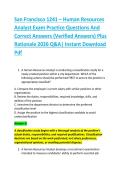 San Francisco 1241 &ndash; Human Resources &NewLine;Analyst Exam Practice Questions And &NewLine;Correct Answers &lpar;Verified Answers&rpar; Plus &NewLine;Rationale 2026 Q&A&vert; Instant Download &NewLine;Pdf  