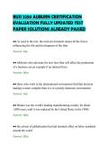 BUSI 3250 AUBURN CERTIFICATION&NewLine;EVALUATION FULLY UPDATED TEST&NewLine;PAPER SOLUTIONS ALREADY PASSED&NewLine;