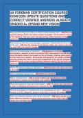 UA FOREMAN CERTIFICATION COURSE&NewLine;EXAM 2026 UPDATE QUESTIONS AND&NewLine;CORRECT VERIFIED ANSWERS ALREADY&NewLine;GRADED A&plus; &lpar;BRAND NEW VISION&rpar;