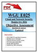 WGU E025 &NewLine;Cloud and Network Security Models OA 2026&NewLine;  Objective Assessment &NewLine;Questions & Answers &NewLine; Updated&NewLine;